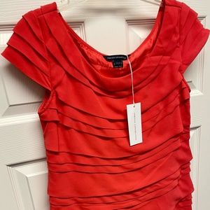 French Connection Tiered Mini Dress - Size 10 - Coral